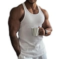thumbnail image 5 of Men's Solid Color Tightening Spring/Summer Knit Vertical Stripe Bodybuilding Fitness Vest Men's I-Line Vest 2XL, 5 of 5