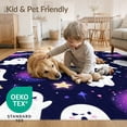 thumbnail image 4 of ODIKA 3'x5' Washable Throw Rug Stain Resistant, Low Profile, Non-Slip Ghost Guitar Halloween Kawaii Cartoon Glitter Stars Faces Motif for Entryway, Kitchen, Mudroom, 4 of 7