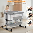 thumbnail image 3 of Vomeast Baby Bassinet Bedside Sleeper with Wheels, Adjustable Height, Storage Basket, Mosquito Net for Newborns Infants, Light Gray, 3 of 10
