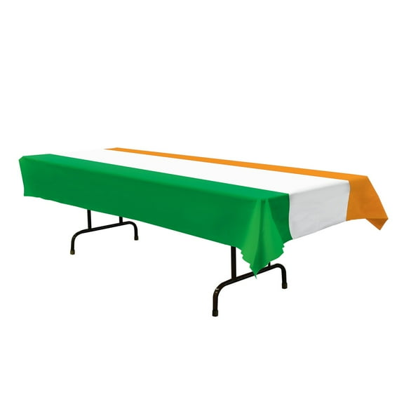 Beistle Club Pack of 12 Green and Orange Irish Rectangle Table Covers 54" x 108"