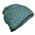 thumbnail image 1 of Mystic Unisex Beanie, Sun and Moon with Face Stars, Hiking Outdoors, Azure Blue Dark Yellow, by Ambesonne, 1 of 1