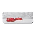 thumbnail image 1 of Christmas Computer Mouse Pad, Xmas Baubles on Snow Snowflakes Ice Holiday Humanitarian Artwork Illustration, Rectangle Non-Slip Rubber Mousepad Large, 31" x 12" Gaming Size, Red White, by Ambesonne, 1 of 2