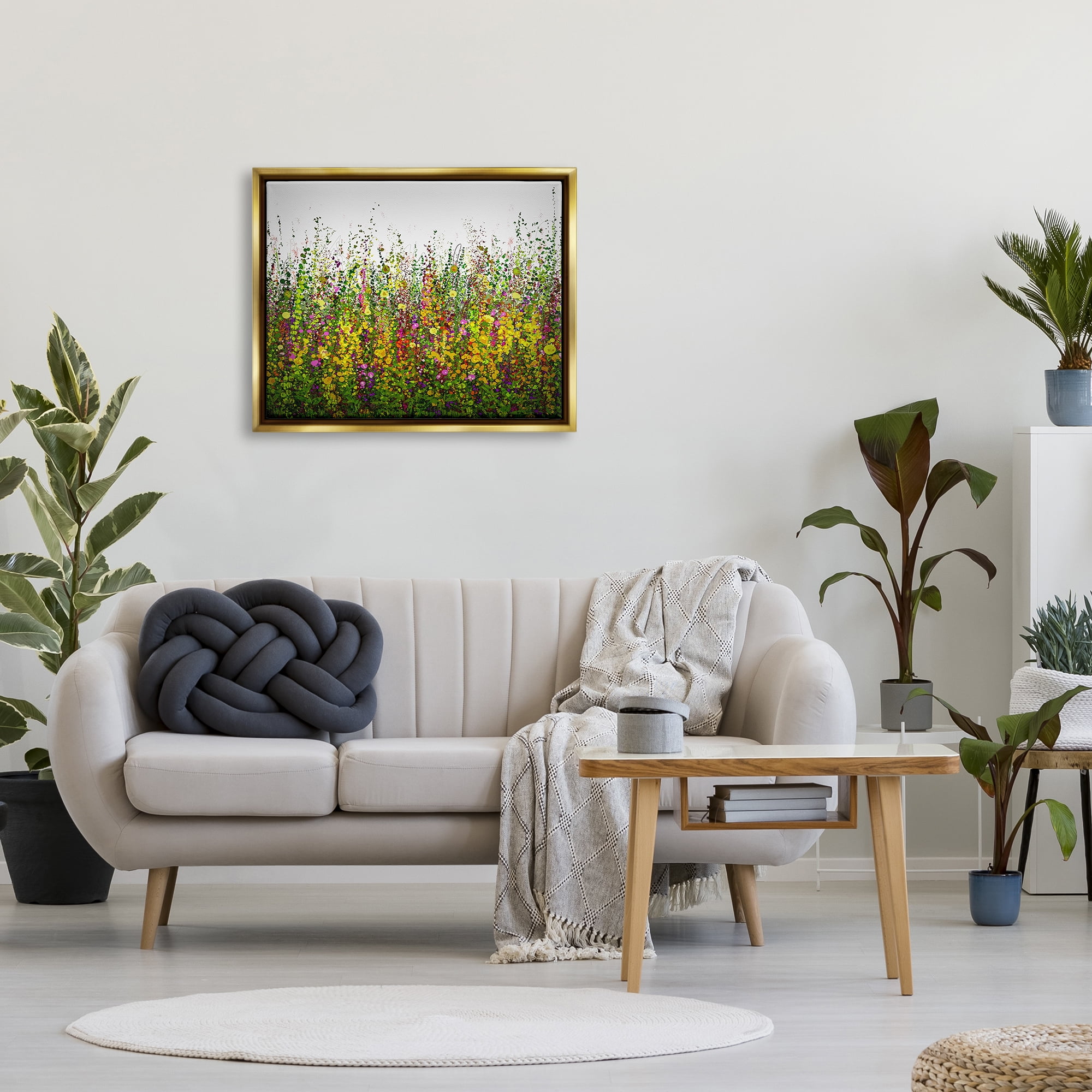 Stupell Industries Abstract Meadow Grasses Abstract Painting Gold Floater Framed Art Print Wall Art, 31 x 25