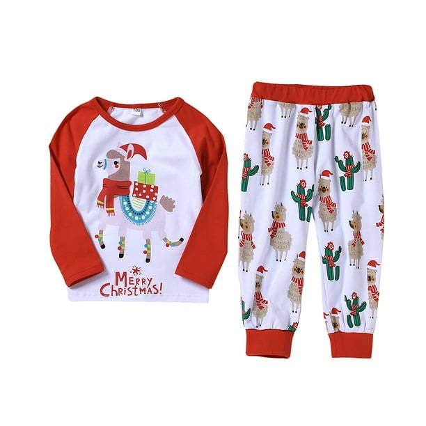 Alpaca Print Christmas Family Matching Clothes Suit Shirt Pants Homewear Pajamas Set