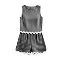 thumbnail image 4 of Women's Striped Two-Piece Sleeveless Patchwork Trimmed And Shorts Casual Summer Set, 4 of 6