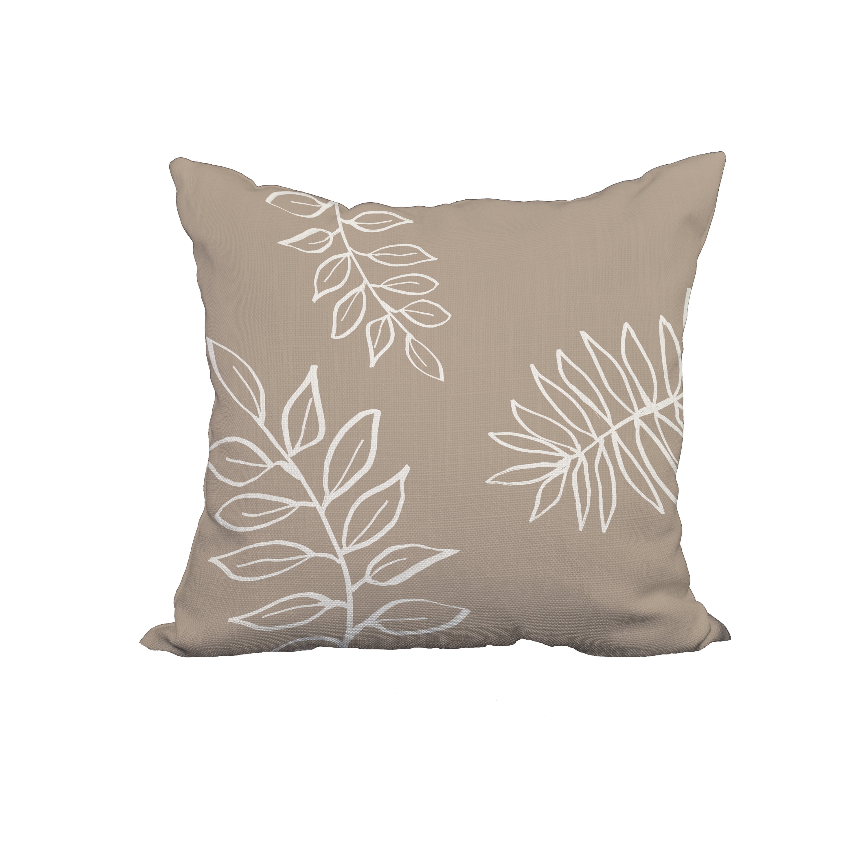 20 x 20 Inch Taupe Floral Print Decorative Polyester Throw Pillow with