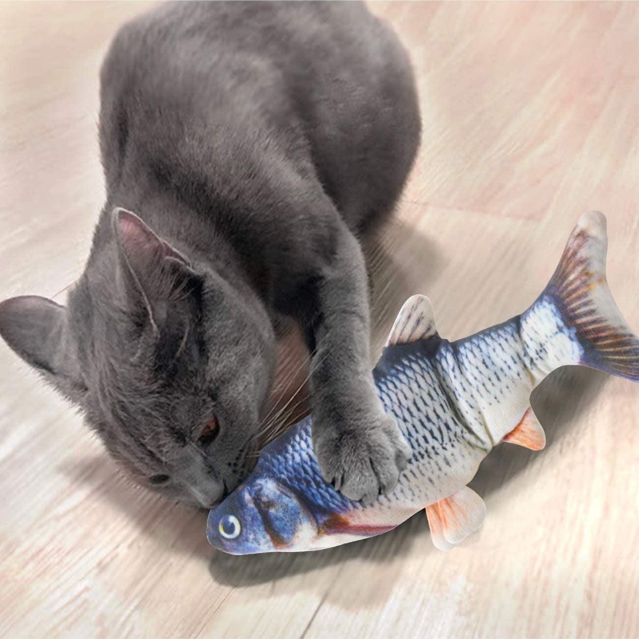 Realistic Cat Toy Fish Catnip Mint Stuffed Pet Interactive Kitten Play Kicker 