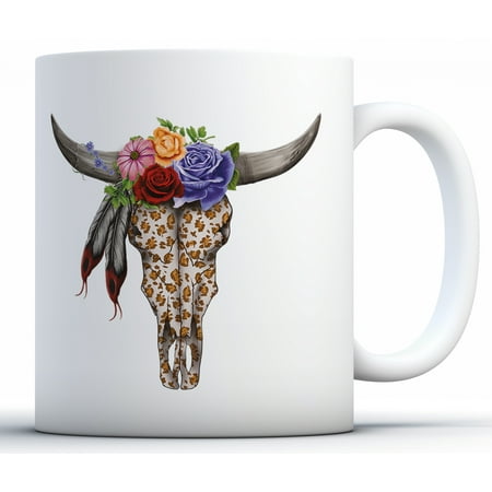 Day Celebration Gift Awkward Styles Cow Skull Mug Cow Skull Coffee Mug Tea Cup Cow Skull Gifts Dia de Los Muertos Mug Day of the Dead Celebration Gifts Mexican Tradition ()