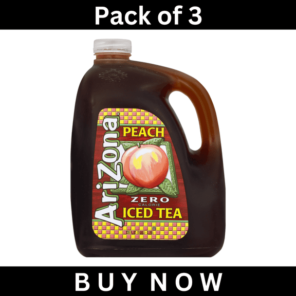 AriZona Peach Iced Tea – Zero Calorie, 128 fl oz Bottles, Pack of 3