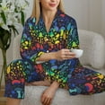 thumbnail image 6 of Gukieu Magical Mushrooms and Flowers Print Women's Long Sleeve Pajama Set, Button Top Elastic Pocket Pajama Pants Two Piece Set Home Wear-Small, 6 of 7