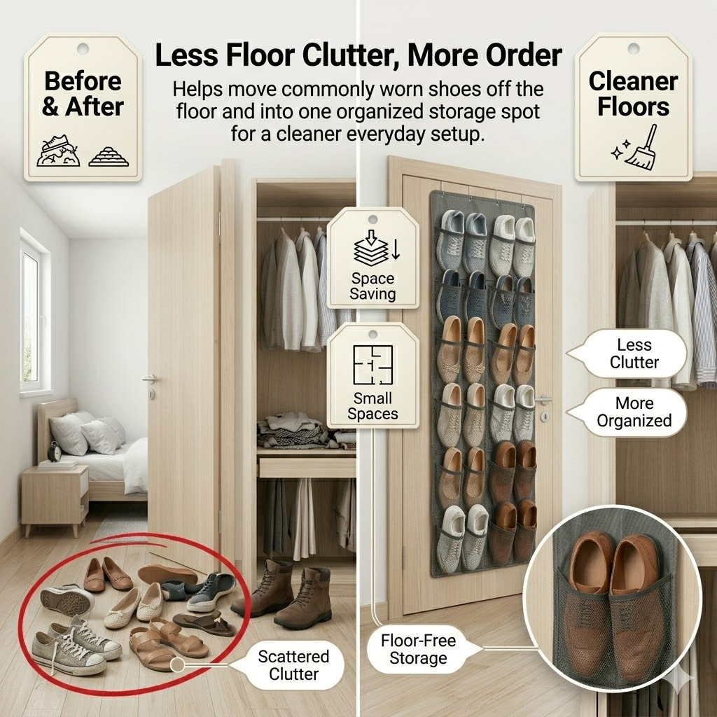 NIUTA Over-the-Door Shoe Organizer with 28 Mesh Pockets photo 6