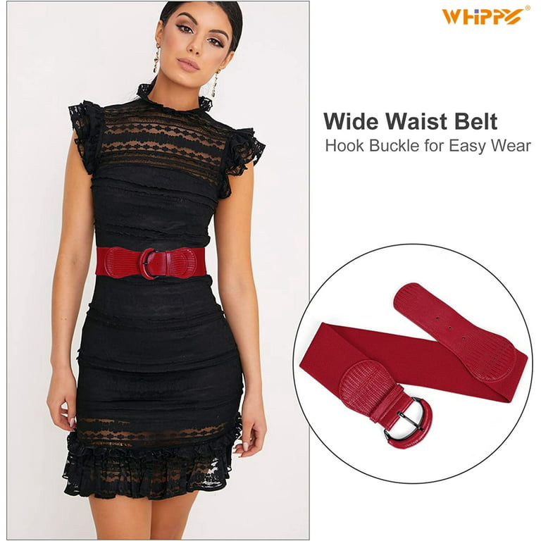 WHIPPY Women Elastic Wide Belt, Stretch Waist Belt for Dress 