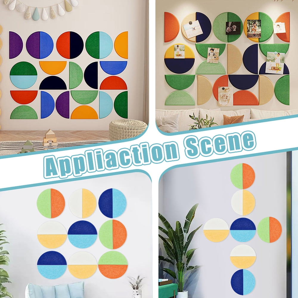 18Pcs 6 Colors Felt Board Wall Decorations Half Round Mixed Color 150x300x9.5mm DIY