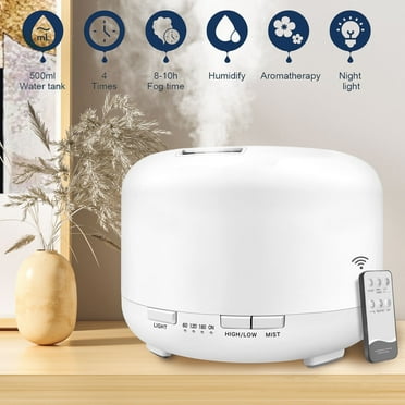 BCOOSS 500ml Essential Oil Diffuser with Remote Control , Aroma Diffuser Air Humidifier for Home