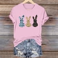 thumbnail image 5 of AKOEE Easter Outfits for Women Teen Girls Cute Floral Bunny Printed Short Sleeve Tops Graphic Basic Tee Shirt (S, Pink 01), 5 of 6