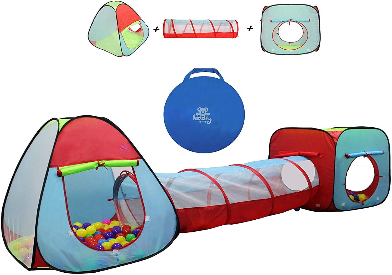 Kiddey Children’s Play Tent with Tunnel Indoor or Outdoor Playhouse,  Three-Piece