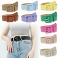 thumbnail image 2 of Women Vintage Candy Color Square Buckle Waistband Leather Belt Thin Waist Strap Trouser Dress Belts WHITE, 2 of 8