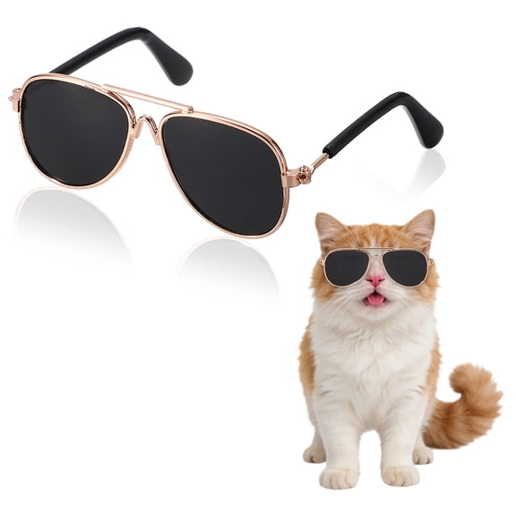 Uxcell Dog Sunglasses, Retro Dog Kittens Glasses Classic Metal Glasses Cosplay Costume Photo Props Cute Mini Eyewear, (Aviator, Grey Lens), Intended for Cat/Puppies/Small Pets