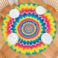 thumbnail image 2 of Colorful Tie Dye Spiral Mandala Pattern Round Fitted Tablecloth with Elastic Edge,Dining Table Cover Waterproof,Outdoor Round Tablecloth for Camping,Dining,Indoor and Outdoor, 2 of 7