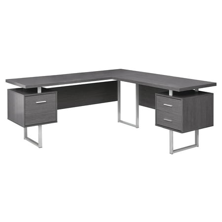 71 Grey L-Shape Computer Desk With Three Drawers