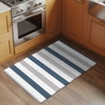 thumbnail image 3 of Blue Gray Striped Large Area Rugs for Bedroom Living Room, Soft Non Slip Carpet Bedside Rug, Farmhouse Stripe Art Rectangular Floor Cover Kitchen Accent Rug 2'x3' for Dining Room/Office, 3 of 9