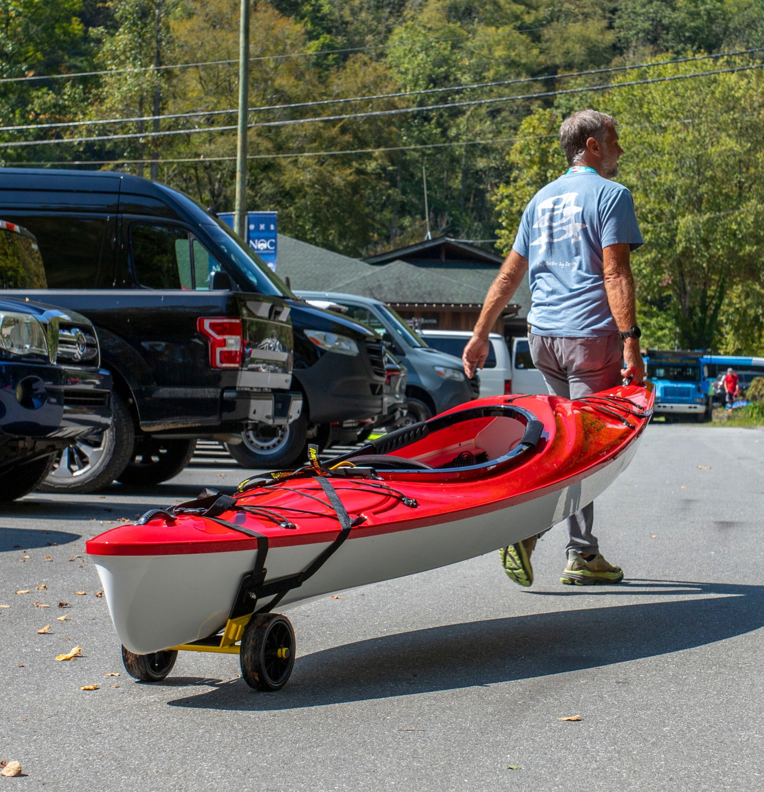 Suspenz Kayak Canoe Stern Cart, EZ-Stow Transport Trolley, Straps, Lightweight, Compact, 130lb Capacity