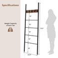 thumbnail image 3 of Giantex Blanket Ladder, 5-Tier Wall-Leaning Towel Holder Shelf, Display Rack w/Removable Hooks, 3 of 9