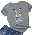thumbnail image 4 of Pantalones Cortos para las Mujeres Sexy Pascua Moda Impresión Cuello Redondo Tee, Poliéster Ligero Casual Top para Primavera Verano Diario, Blusa de Suéter, 4 of 4