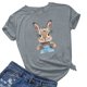 thumbnail image 4 of Pantalones Cortos para las Mujeres Sexy Pascua Moda Impresión Cuello Redondo Tee, Poliéster Ligero Casual Top para Primavera Verano Diario, Blusa de Suéter, 4 of 4