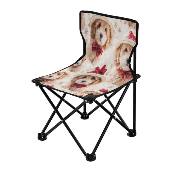 Outdoor Folding Chair 14.46x14.46x22.83 Inches, Camping Folding Chair Easy to Carry Ideal for Outdoor Picnics Camping Park Fishing Yellow Christmas Puppy