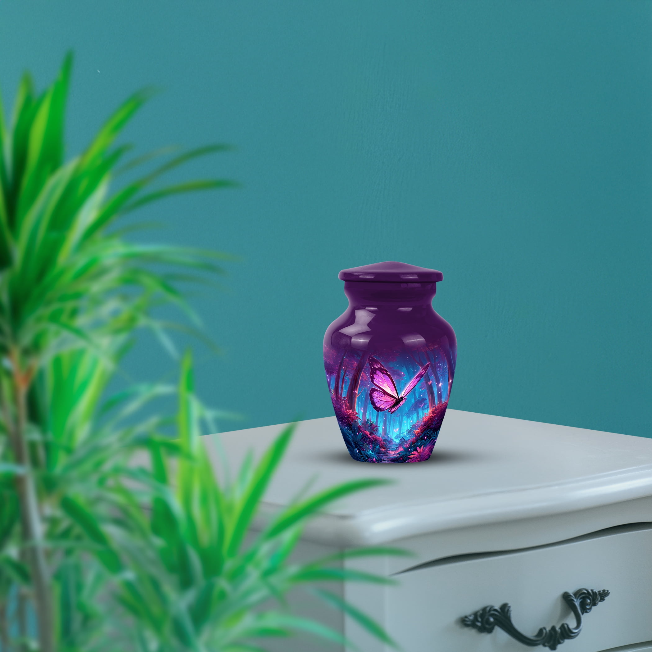 SABURIAL Butterfly Mini Urn for Dad Ashes - Beautiful Handcrafted Keepsake Urn for Male Adult - Perfect Tribute Urns for Honor Your Loved One - Urns for Human Ashes Adult Man - 3 Inch - Pack of 1