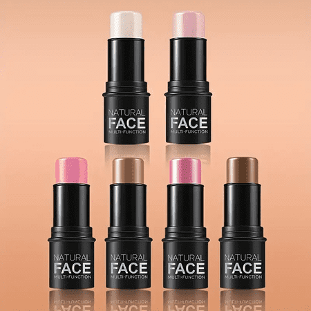 6pcs Face Contour Stick Kit, Matte Finish Face Stick Trio with Bronzer Blush Highlighter and Brush, Long Lasting Waterproof Cream Beauty Wand Makeup Set for Sculpt Glowing Face Look