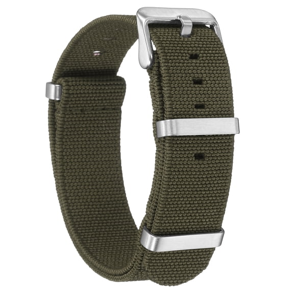 Uxcell Elastic Nylon Watch Band 20mm One-Piece French Watch Strap Waterproof Replacement Wristwatch Strap with Silver Buckle for Men Women, Green