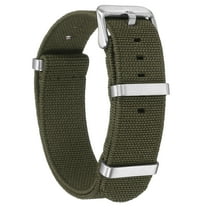 Uxcell Elastic Nylon Watch Band 20mm One-Piece French Watch Strap Waterproof Replacement Wristwatch Strap with Silver Buckle for Men Women, Green