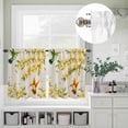 thumbnail image 5 of Kitchen Window Curtains Valance and Tier Set, Vintage Spring Flowers on Linen Rod Pocket Tier Curtain Valance Set, Birds Leaves Light Filtering Cafe Curtains for Bedroom Living Room, 5 of 9