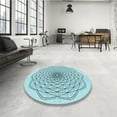 thumbnail image 3 of Ahgly Company Indoor Round Patterned Electric Blue Area Rugs, 5' Round, 3 of 6