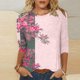 thumbnail image 1 of Fiudx Camisas para Mujer Camiseta Holgada de Manga Tres Cuartos con Cuello Redondo y Estampado Regular a La Moda Informal para Mujer, 1 of 4