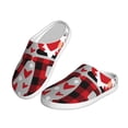 thumbnail image 2 of Goofa Buffalo Plaid Love And Gnome Print Womens Mens Cotton Lightweight House Slippers , Washable Home Slippers,Indoor Comfy Bedroom Cozy Slippers-35/36, 2 of 7