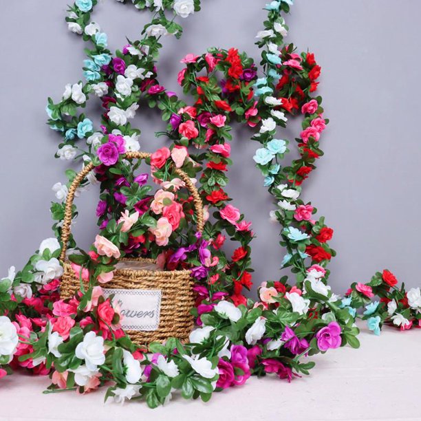New 250CM Rose Artificial Flowers Christmas Garland Wedding Home Room Decoration Spring Autumn Garden Arch DIY Fake Plant Vine1 He Qiyong unisex