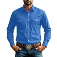 thumbnail image 3 of ZUBKTE Men's Work Shirts Solid-Color Long-Sleeve Button-Down western Shirts with Pockets S-3XL, 3 of 7