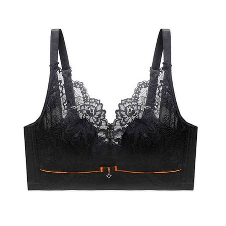 LYEAA Women Bras Wireless Lace Push up Padded Daily Bras Wirefree Adjustable Strap Lift Soft Bralette No Wire Breathable Comfort Sleeping Bras Black M