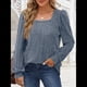 thumbnail image 4 of Camisas Tipo Túnica para Mujer, Camisas Holgadas de Larga, Camisas de Cuello Cuadrado Azul Mar XL, 4 of 8