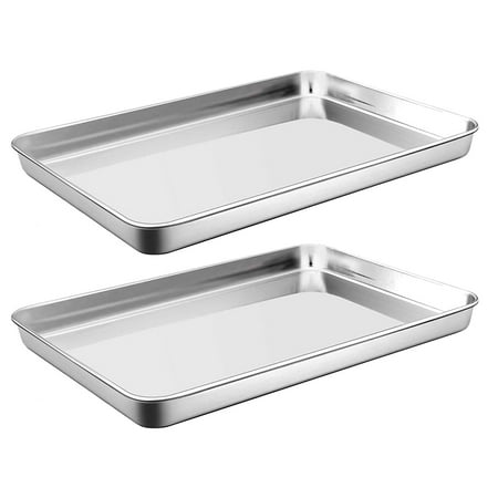 

Qius 2PCS Household Stainless Steel Baking Grilling Plate Kitchen Flat Bottom Tray