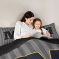 thumbnail image 4 of Manfei Stripes Monogrammed M King Size Comforter Sets,Black,3pcs,1 Comforter and 2 Pillowcases, 4 of 7