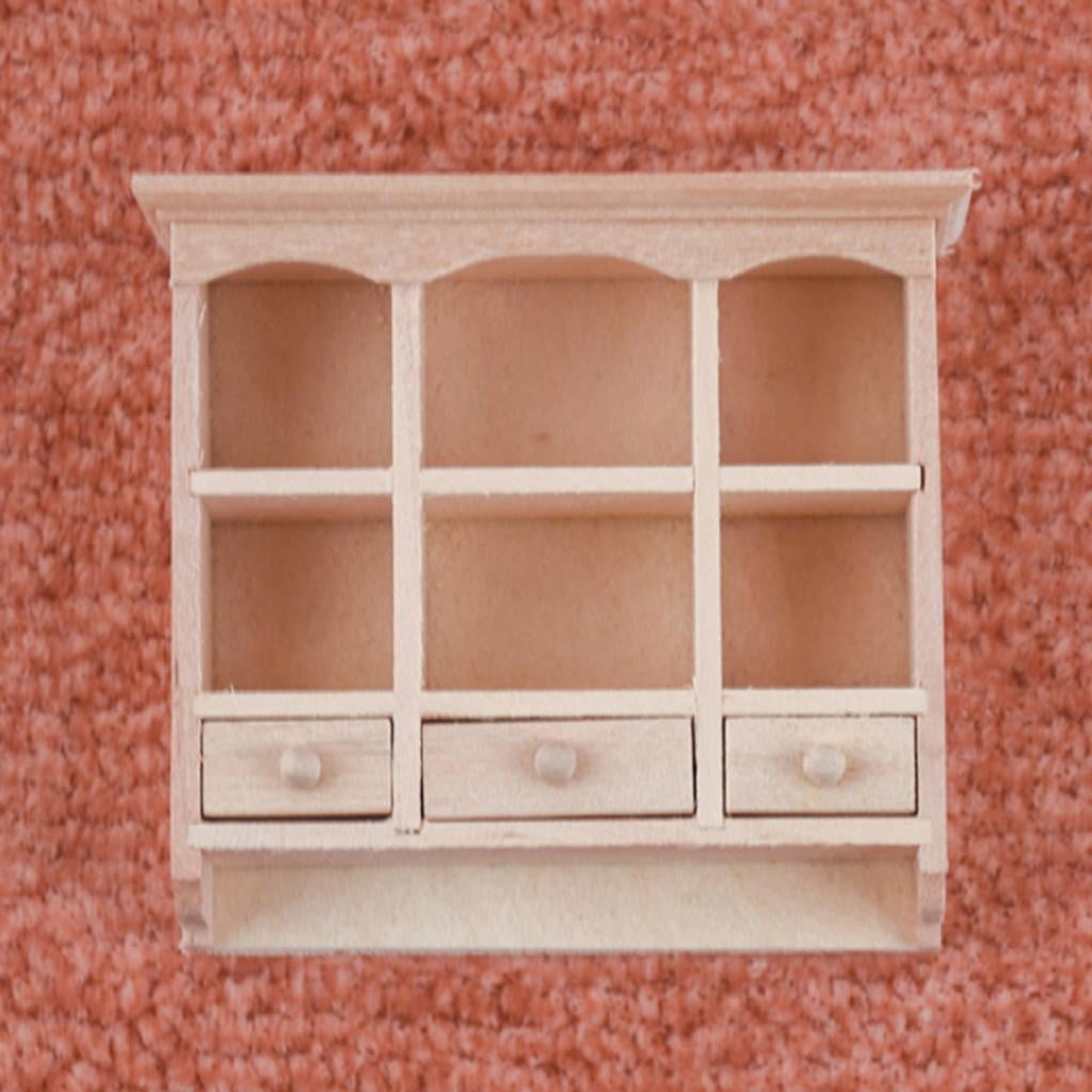 Details about   Mini Unpainted Wooden Storage Cabinet 1:12 with Drawers Life Model Decoration 