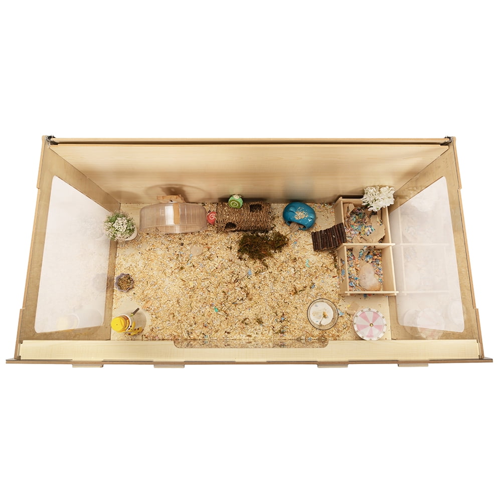 Spaco Spacious Pet Cage for Hamsters, Guinea Pigs - Melamine Board with Acrylic Panels - Burlywood
