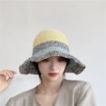 thumbnail image 3 of CoCoMangos Summer Bucket Hats Women Sun Hat Beach Handmade Straw Hat Woven Striped Crochet Wide Brim Fishing Cap, 3 of 7