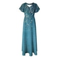 thumbnail image 7 of vigerkar Long Maxi Dresses for Women Boho Floral Dress Short Sleeve V Neck Dresses 2025 Blue, S, 7 of 7