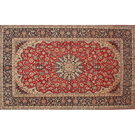 Ahgly Company Indoor Rectangle Traditional Fire Brick Red Medallion Area Rugs, 5' x 8'
