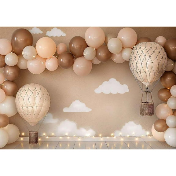 Allenjoy Beige Cloud Baby Shower Backdrop